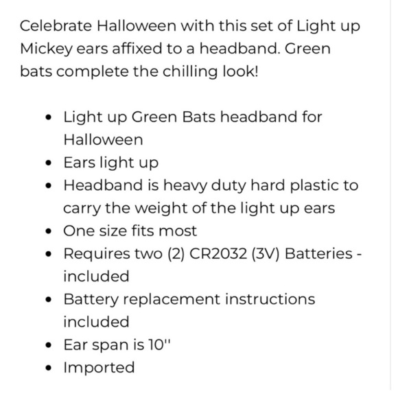 Disney Parks Mickey Ears Halloween Orange Animated Light Up Bats Headband Rare - Picture 6 of 6